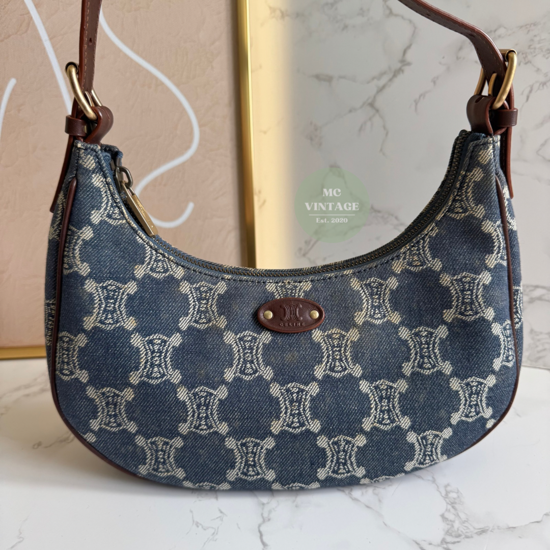 CELINE Vintage Denim Shoulder Bag